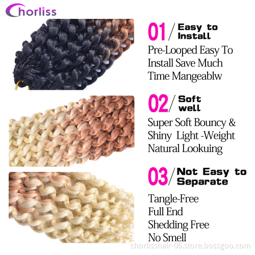 Hot Selling 18''Pure Ombre Color Passion Spring Twist Synthetic Hair Fiber Long Soft Crochet Braids Passion Twist Hair Extension